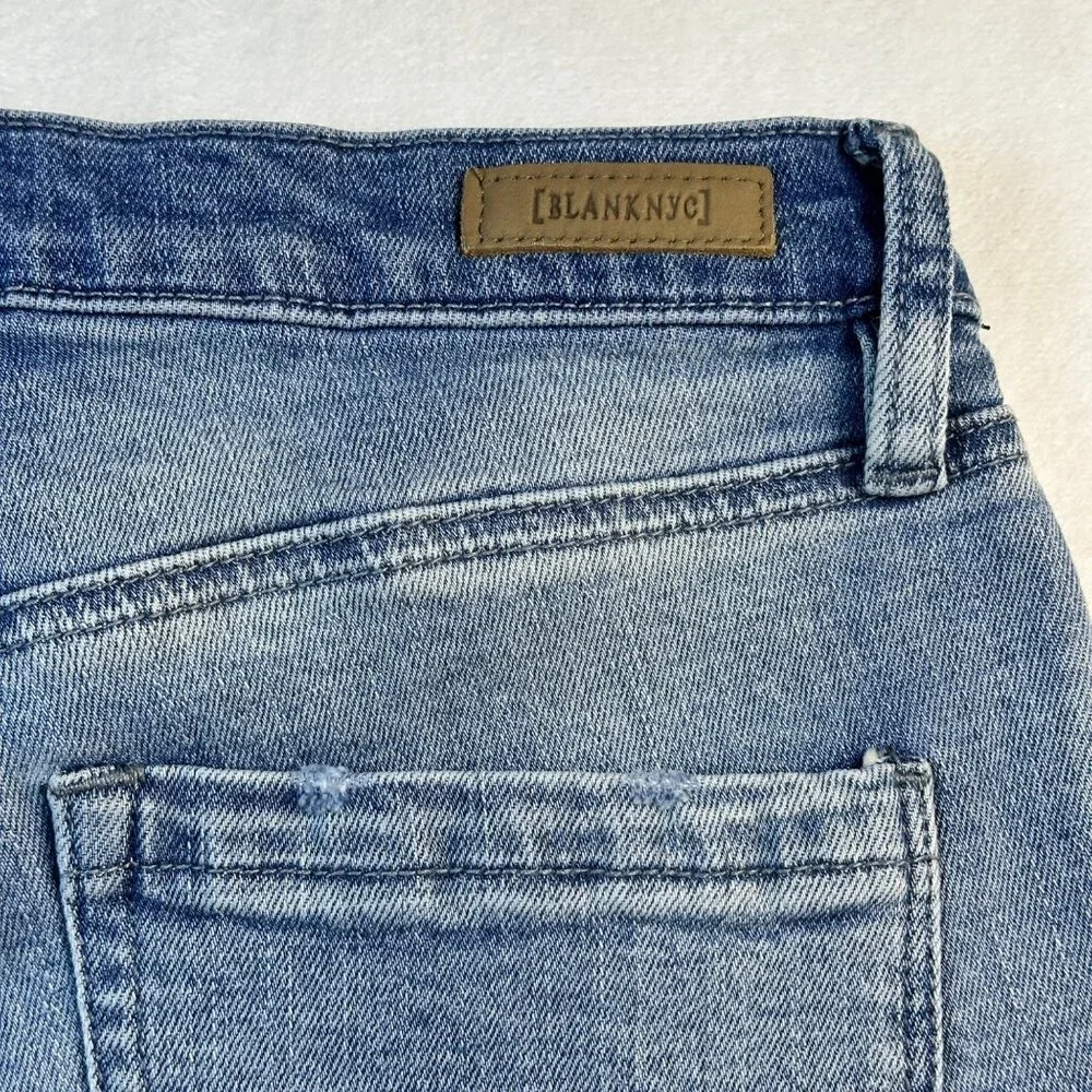 Blanknyc Light Wash Skinny Jeans W/ White Side Zipper & Raw Hem Size 27 - Picture 12 of 15